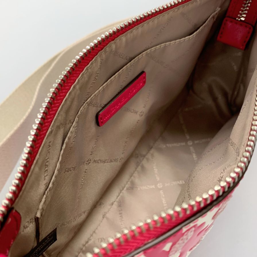 マイケルコース ショルダーバッグ クロスボディ レザー 総柄 シークイン フローラルプリント ピンク MICHAEL KORS JET SET TRAVEL【AFE9】