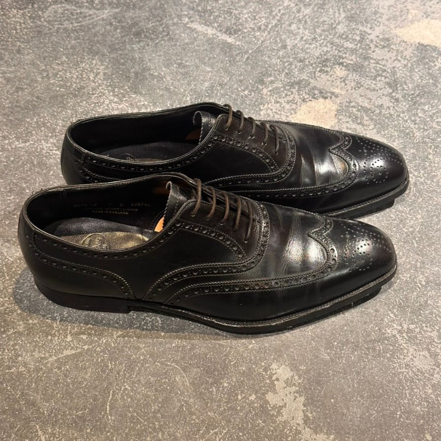 クロケット&ジョーンズ フルブローグ ブラック カーフ サイズUK7D CROCKETT&JONES ビジネスシューズ 約25.5cm【LA】【中古】