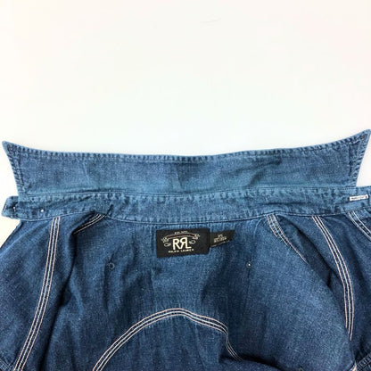 美品◆ダブルアールエル ラルフローレン デニムシャツ ダブルポケット サイズXS メンズ ブルー RRL Ralph Lauren 【AFB37】