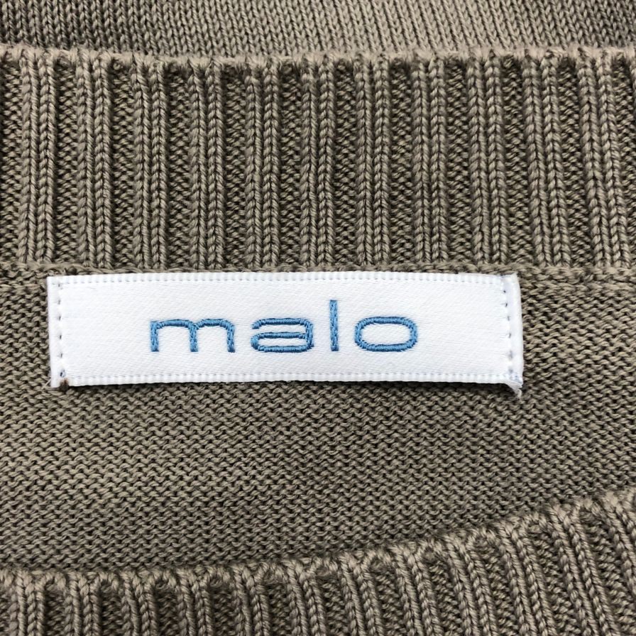 美品◆マーロ コットン 半袖 ニット トップス イタリア製 メンズ ザイズ52 グレー系 malo 【AFB46】