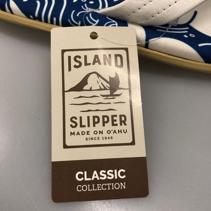 アイランドスリッパ ビーチサンダル 総柄 クラシック デザイン ブルー メンズ サイズ12 ISLAND SLIPPER 約30.0cm【AFC4】