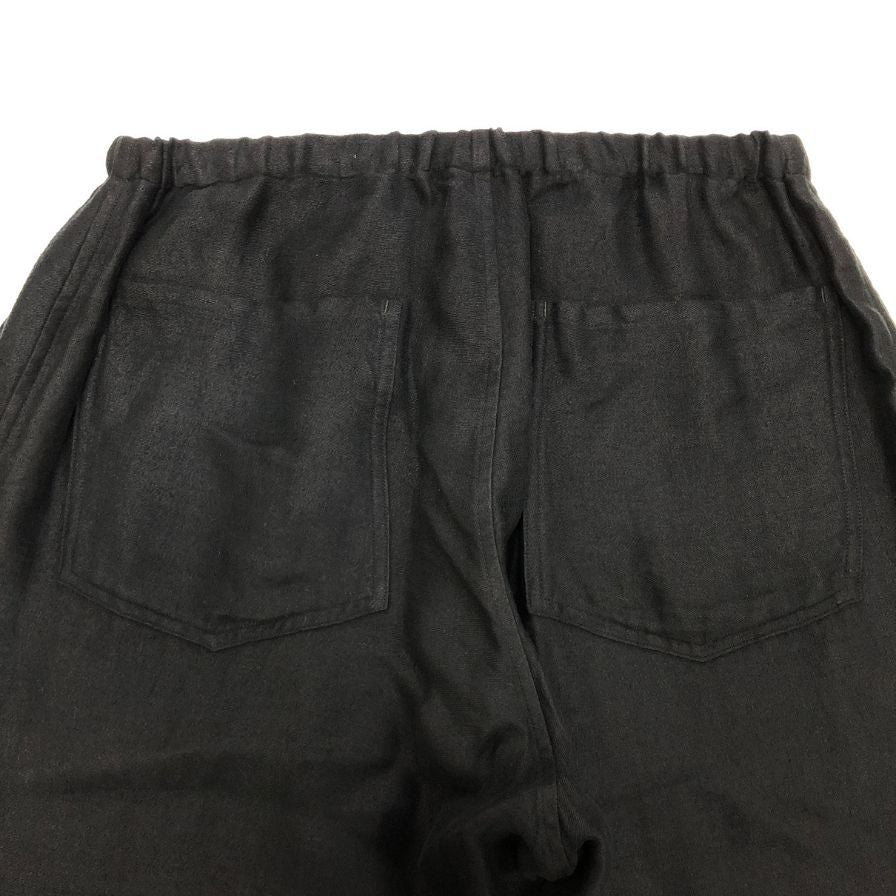 コモリ 25SS リネン サテン ドローストリングパンツ ブラック メンズ サイズ2 B01-03019 COMOLI 【AFB39】