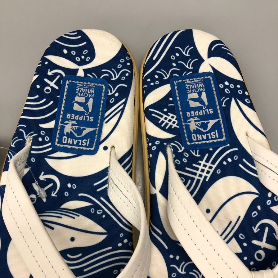 アイランドスリッパ ビーチサンダル 総柄 クラシック デザイン ブルー メンズ サイズ12 ISLAND SLIPPER 約30.0cm【AFC4】