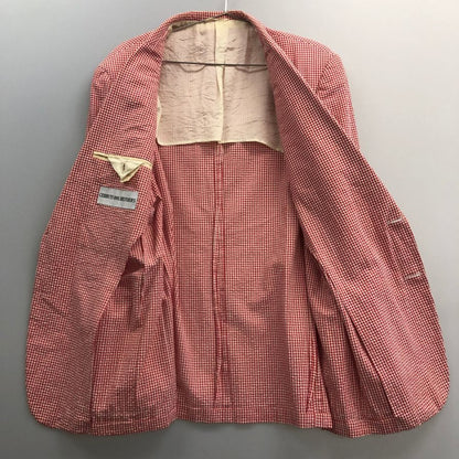 美品◆チェルッティ1881 2つボタン ジャケット チェック柄 コットン メンズ サイズ50 レッド CERRUTI1881 【AFA15】
