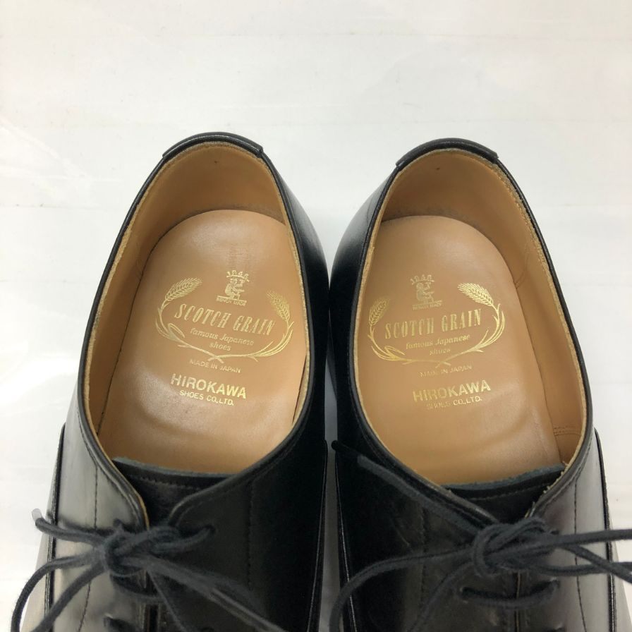 スコッチグレイン パンチドキャップトゥ 内羽根 レザーシューズ  ブラック ラスト746 サイズ25ハーフ SCOTCH GRAIN 約25.5cm【AFD12】
