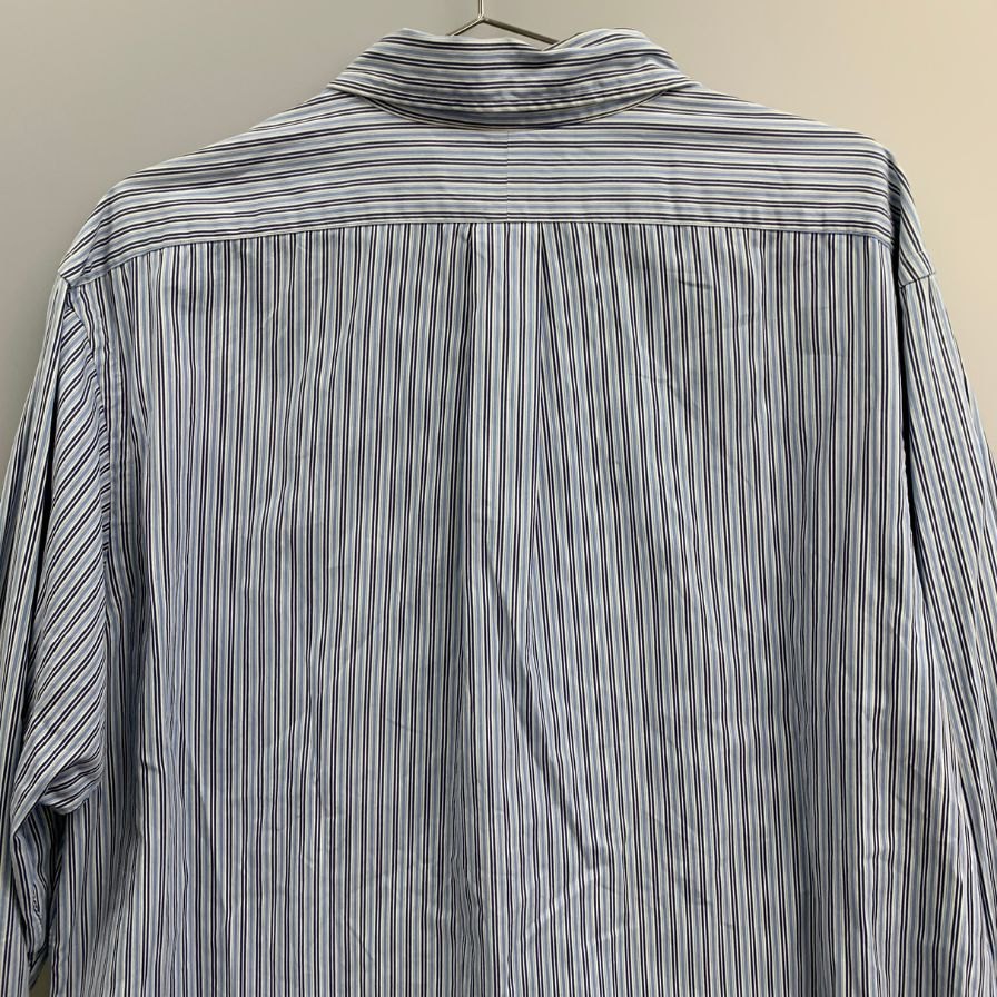 美品◆ラルフローレン ボタンダウンシャツ 90S オールド ストライプ ブルー系 メンズ サイズ4L Ralph Lauren 【AFB13】