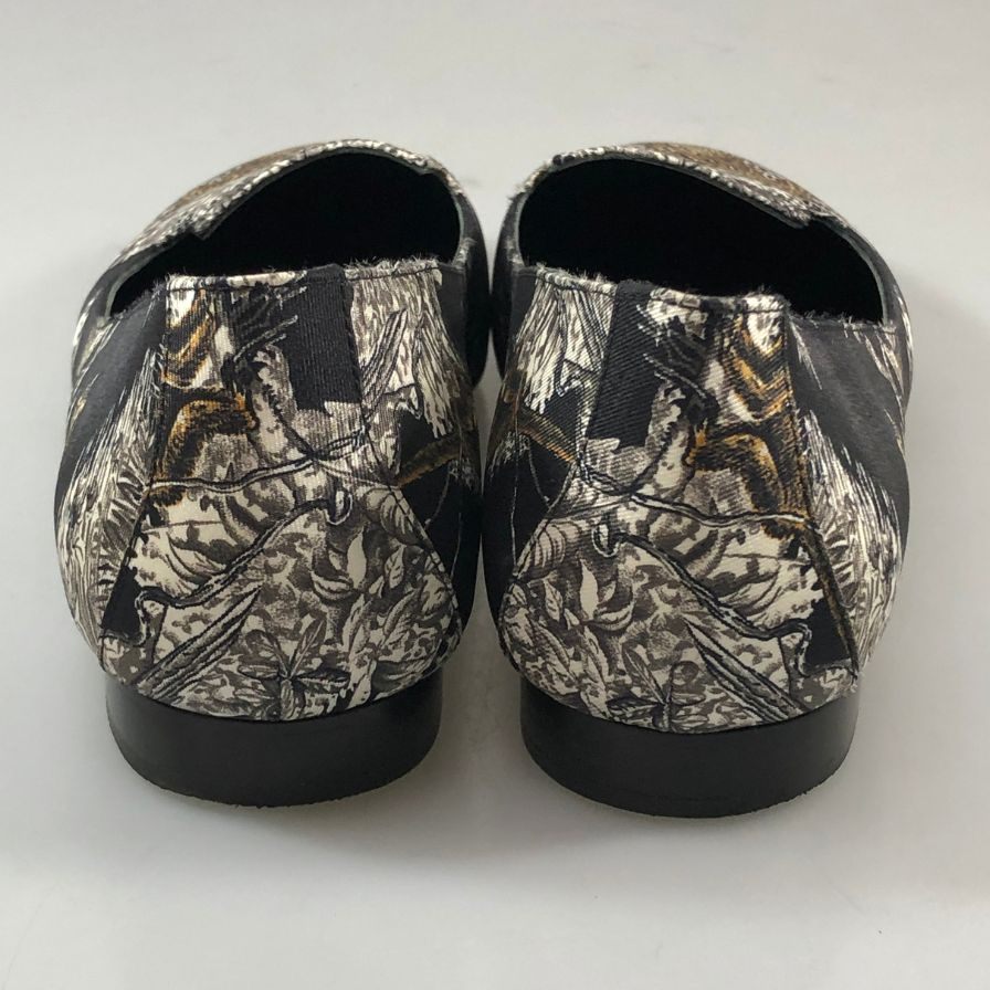 エルメス スリッポン 赤道直下のスケッチ キャンパス ブラック 総柄 レディース サイズ36.5 HERMES 約23.5cm【AFC42】