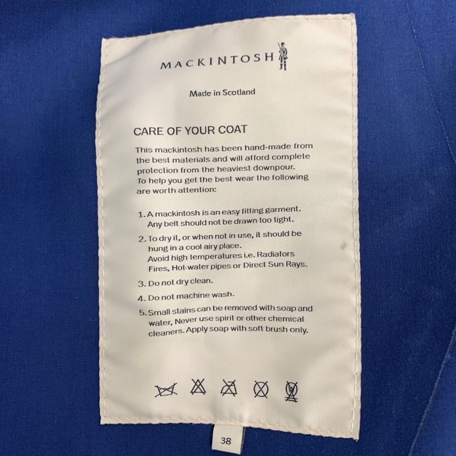 美品◆マッキントッシュ コート ゴム引き フード付き ブルー系 サイズ38 MACKINTOSH 【AFB1】