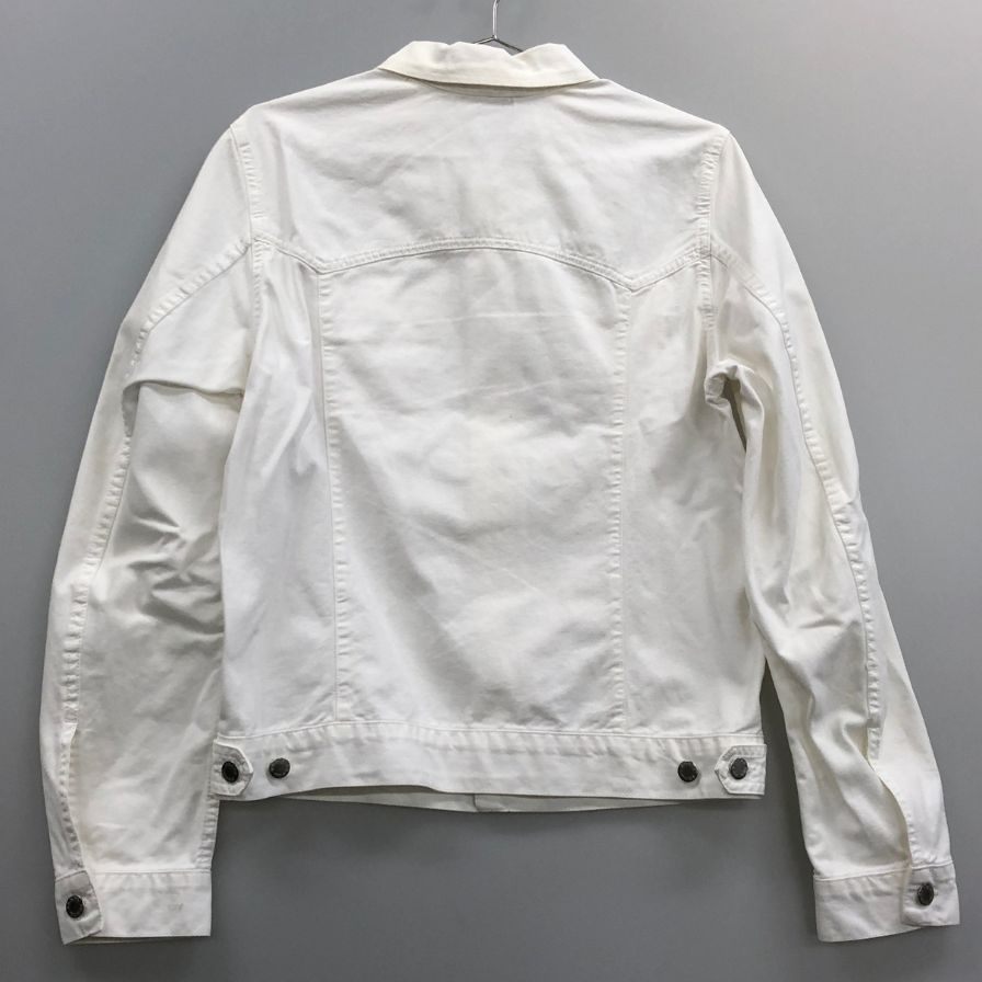 中古◆プラダ 06AW デニムジャケット ロゴボタン ホワイト メンズ サイズ46 GEB007 PRADA 【AFA17】