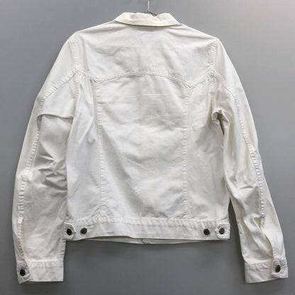 中古◆プラダ 06AW デニムジャケット ロゴボタン ホワイト メンズ サイズ46 GEB007 PRADA 【AFA17】