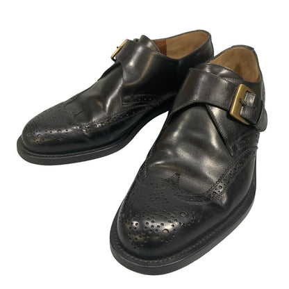 フラテッリロセッティ レザーシューズ シングル モンクストラップ ウイングチップ メンズ ブラック サイズ6 FRATELLI ROSSETTI 約24.5cm【AFC40】