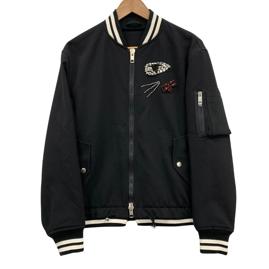 極美品◆エルマンノ シェルヴィーノ ジャケット スタジャン ラインストーン レディース ザイズ42 ブラック ERMANNO SCERVINO 【AFB42】