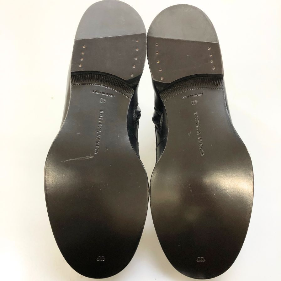 ボッテガヴェネタ レザーローファーブーツ サイドジップ イタリア製 メンズ サイズ40 ブラック BOTTEGA VENETA 約25.0cm【AFC4】