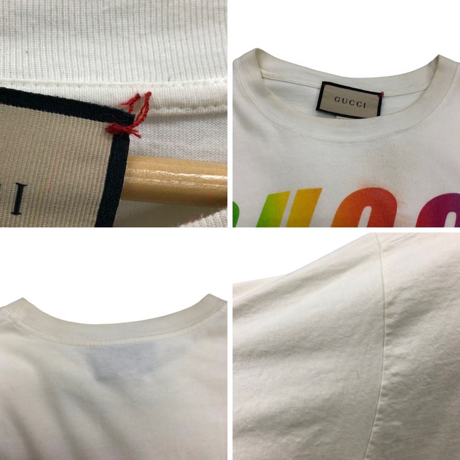 中古◆グッチ 半袖Tシャツ マルチカラーロゴ ホワイト メンズ サイズS 616036 GUCCI 【AFB9】