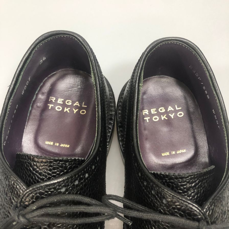 リーガルトーキョー レザーシューズ ウイングチップ カーフ グレインレザーコンビ ブラック サイズ26 REGAL TOKYO 約26.0cm【AFD15】
