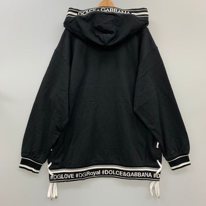 極美品◆ドルチェ&ガッバーナ ビーズ フーディー ロング丈 サイド編み紐 レディース サイズ42 ブラック DOLCE&GABBANA 【AFA7】