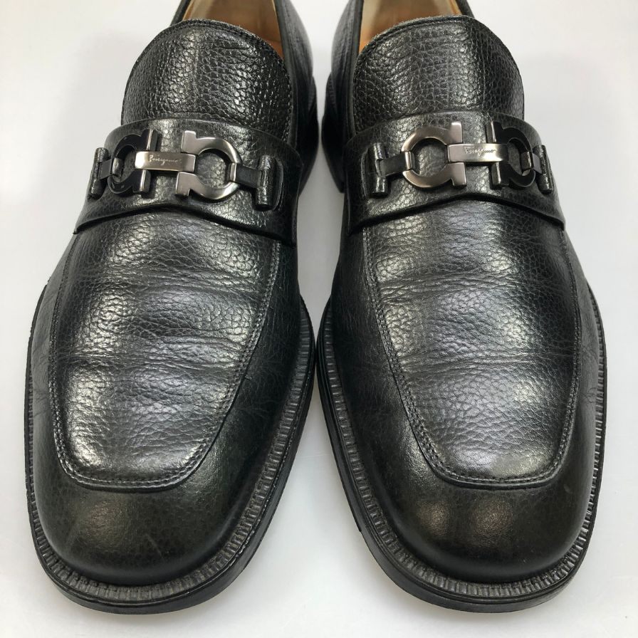 フェラガモ ビットローファー ガンチーニ シボレザー Uチップ メンズ ブラック サイズUK7.5 Salvatore Ferragamo 約25.5cm【AFC4】