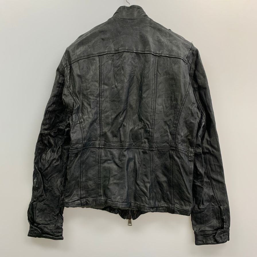 美品◆ジョルジオ ブラット ジャケット オーガニックエディション ラムレザー シワ加工  メンズ サイズ48 ブラック GIORGIOBRATO 【AFG1】