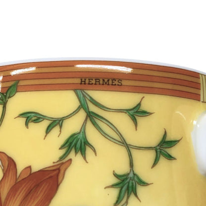 エルメス シエスタ デミタス カップ&ソーサー 花柄 イエロー系 総柄 2客セット HERMES【AFI28】【中古】