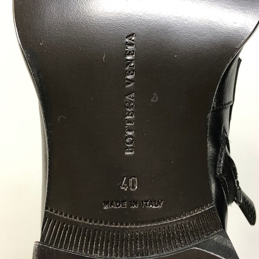 ボッテガヴェネタ レザーローファーブーツ サイドジップ イタリア製 メンズ サイズ40 ブラック BOTTEGA VENETA 約25.0cm【AFC4】