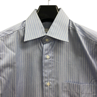 新品同様◆エルメネジルドゼニア 長袖ドレスシャツ ストライプ ブルー サイズ39/15.5 メンズ Ermenegildo Zegna 【AFB9】