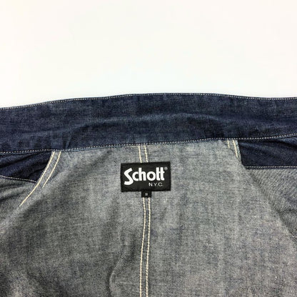 中古◆ショット デニムジャケット カバーオール コットン インディゴ ボタン メンズ サイズS ブルー SCHOTT 【AFB13】
