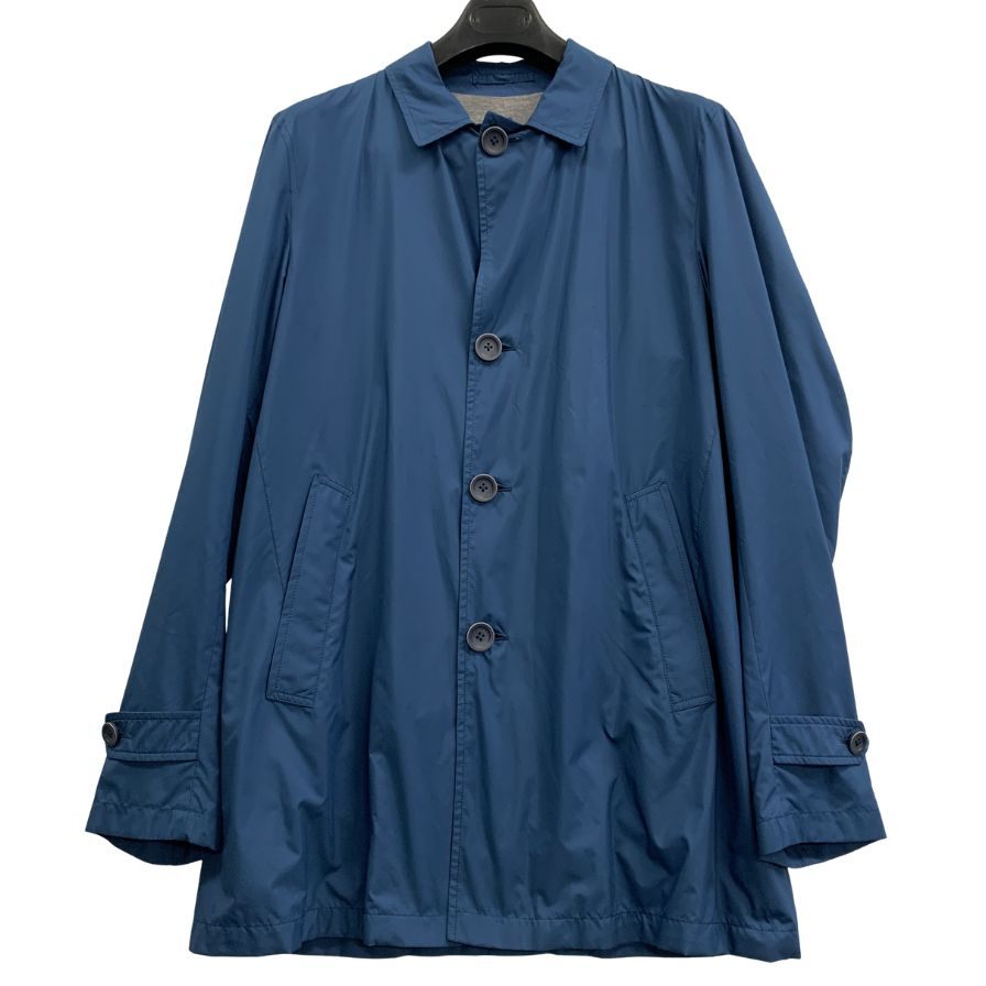 極美品◆ヘルノ フライトシリーズ ステンカラーコート ブルー メンズ サイズ50 HERNO 【AFB35】