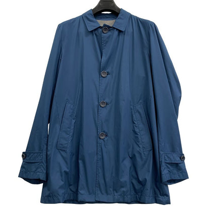 極美品◆ヘルノ フライトシリーズ ステンカラーコート ブルー メンズ サイズ50 HERNO 【AFB35】