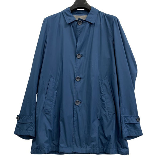 極美品◆ヘルノ フライトシリーズ ステンカラーコート ブルー メンズ サイズ50 HERNO 【AFB35】