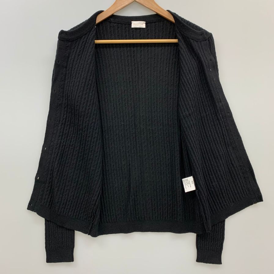 美品◆ヴァレンティノ ローマ カーディガン カシミア混 レディース サイズ44 ブラック VALENTINO ROMA 【AFB20】