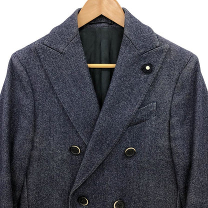 極美品◆ラルディーニ コート チェスターコート ダブル ウール ブルー サイズ42 メンズ  LARDINI 【AFA16】
