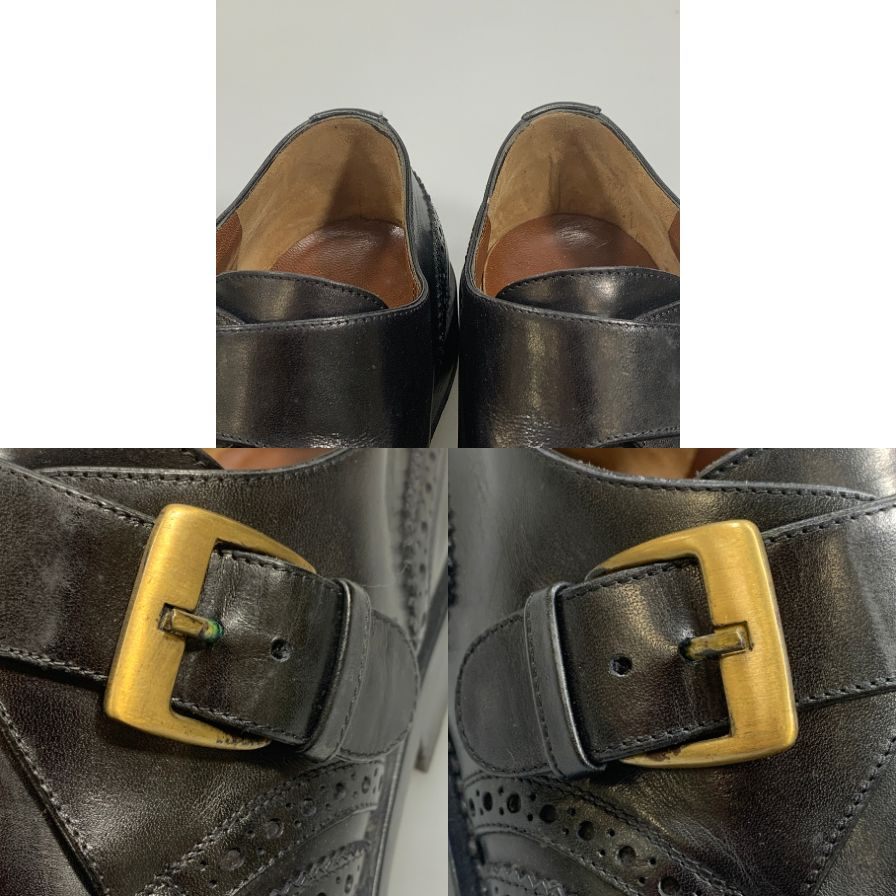 フラテッリロセッティ レザーシューズ シングル モンクストラップ ウイングチップ メンズ ブラック サイズ6 FRATELLI ROSSETTI 約24.5cm【AFC40】