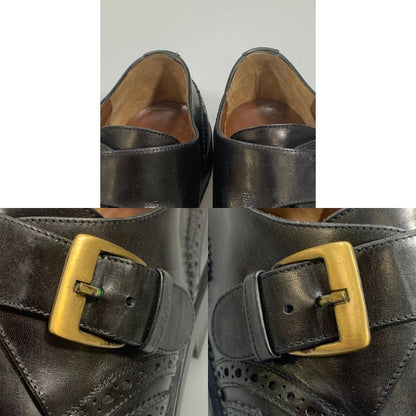 フラテッリロセッティ レザーシューズ シングル モンクストラップ ウイングチップ メンズ ブラック サイズ6 FRATELLI ROSSETTI 約24.5cm【AFC40】