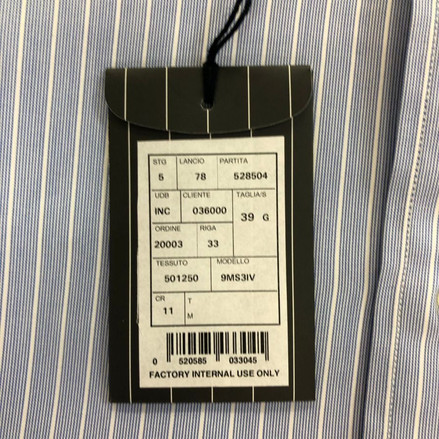 新品同様◆エルメネジルドゼニア 長袖ドレスシャツ ストライプ ブルー サイズ39/15.5 メンズ Ermenegildo Zegna 【AFB9】