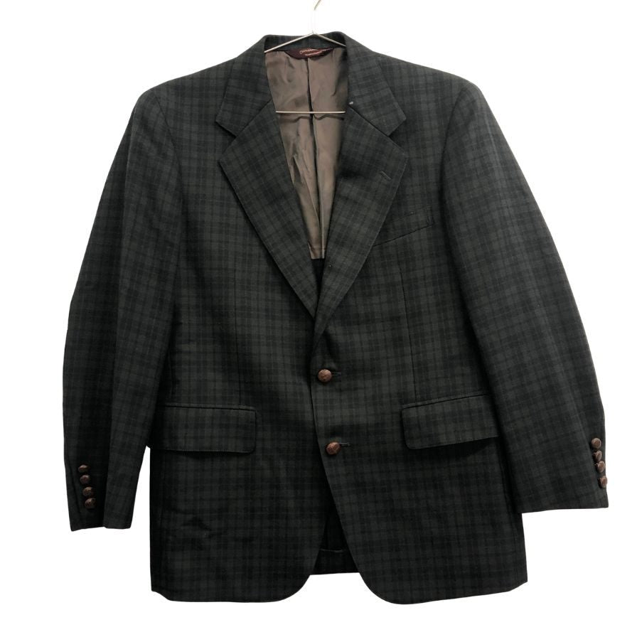 美品◆チャップス ラルフローレン テーラードジャケット 2B オールド グリーン チェック メンズ サイズ90A4 CHAPS Ralph Lauren 【AFA21】