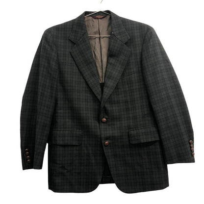 美品◆チャップス ラルフローレン テーラードジャケット 2B オールド グリーン チェック メンズ サイズ90A4 CHAPS Ralph Lauren 【AFA21】