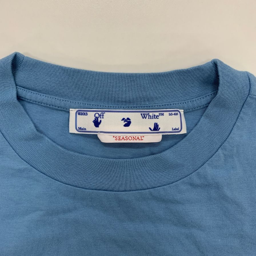 極美品◆オフホワイト グラフィック ロゴTシャツ 23SS OWAA089S23JER017 メンズ サイズL ブルー  OFF-WHITE 【AFB19】