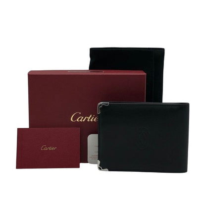 カルティエ 財布 コンパクトウォレット マストライン レザー メンズ ブラック Cartier【AFI5】