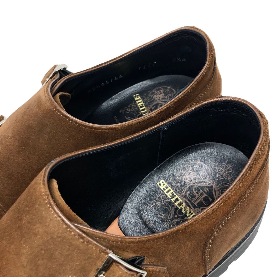 シェットランドフォックス レザーシューズ ダブルモンク スエード 111F SF ブラウン メンズ サイズ8.5 SHETLAND FOX 約27.0cm【AFD15-2】