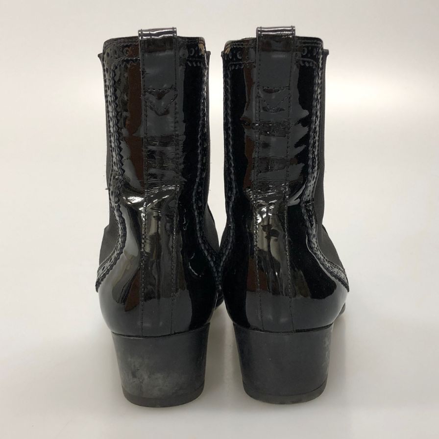 トッズ サイドゴアブーツ メダリオン ガラスレザー レディース ブラック サイズ37.5 TOD'S 約24.0cm【AFD14】