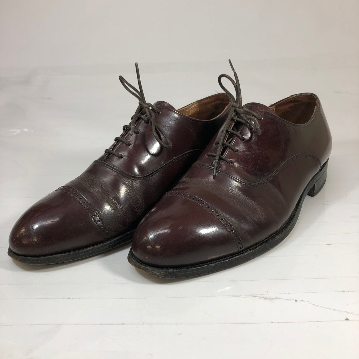 ボストニアン レザーシューズ ストレートチップ パンチドキャップトゥ メンズ サイズ9.5 Bostonian 約27.5cm【AFC7】