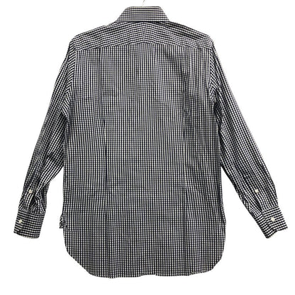 極美品◆スーツカンパニー ギンガムチェックシャツ 長袖 スリムフィット コットン ブルー系 サイズ39/82 THE SUIT COMPANY 【AFB43】