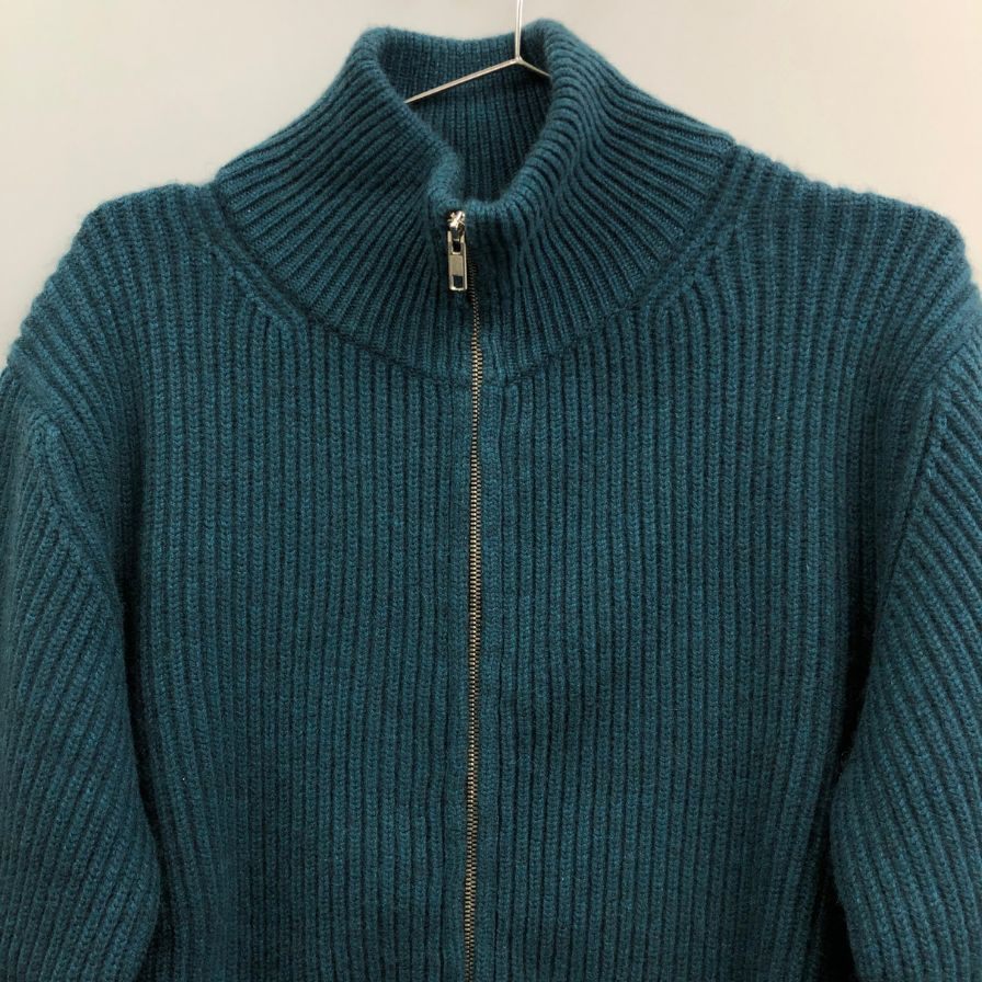 新品同様◆キャッシュ＆バルバ モンゴリアン カシミヤ ドライバー ニット ジャケット ダブルジップ OMCSW004 グリーン サイズ1 Cash & Barba 【AFB6】