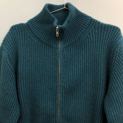 新品同様◆キャッシュ＆バルバ モンゴリアン カシミヤ ドライバー ニット ジャケット ダブルジップ OMCSW004 グリーン サイズ1 Cash & Barba 【AFB6】