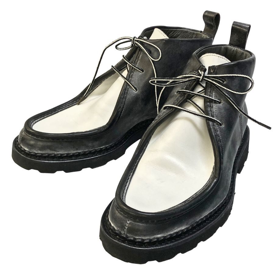 パラブーツ サカイ チロリアンブーツ ブライドルレザー コンビ グレー ホワイト メンズ サイズ8F PARABOOTS Sacai ブーツ 約26.5cm【LA】【中古】