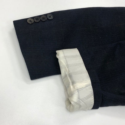 美品◆アクアスキュータム テーラードジャケット カシミア 100% チェック ネイビー メンズ サイズ96 AB5 Aquascutum 【AFB2】