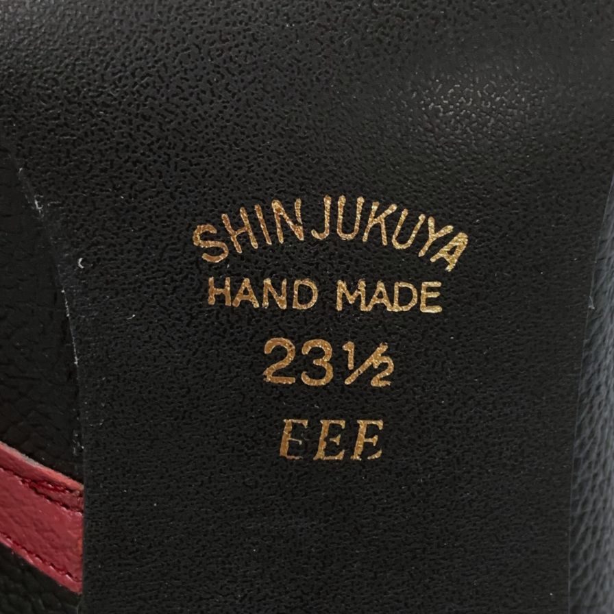 ジュンジュンバイ新宿屋 パンプス レザー 3072 レッド ブラック オデット レディース サイズ23.5 Jun.Jun by shinjukuya 約23.5cm【7-17】