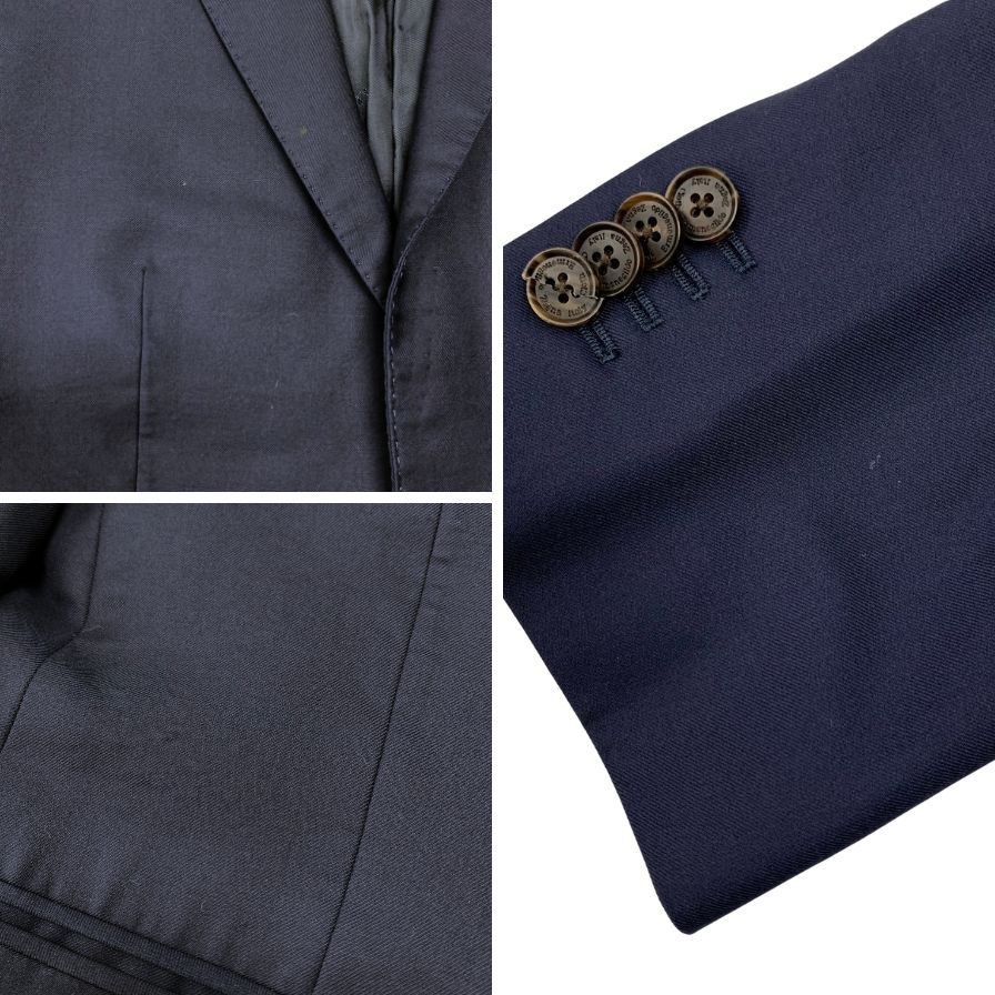 ノーブランド スーツセット 2Bジャケット センターベント ゼニア生地 ネイビー メンズ ErmenegildoZegna 15milmil15【AFB27】