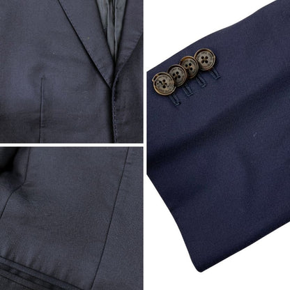 ノーブランド スーツセット 2Bジャケット センターベント ゼニア生地 ネイビー メンズ ErmenegildoZegna 15milmil15【AFB27】