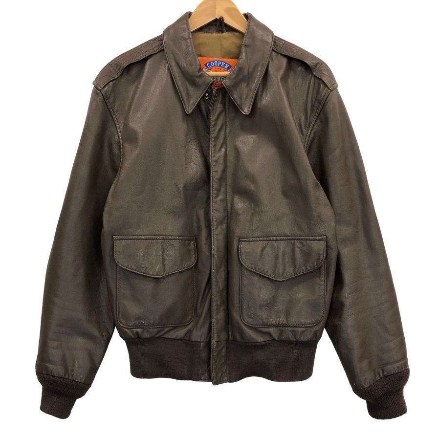 美品◆クーパー レザージャケット フライトジャケット A-2 メンズ ブラウン サイズS COOPER 【AFG1】